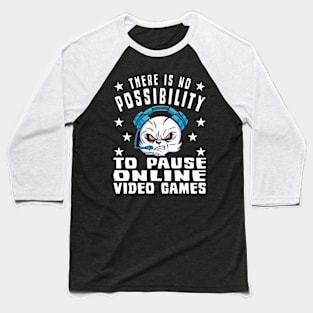 Gamer Gaming Online Gaming Pause Game Play Baseball T-Shirt